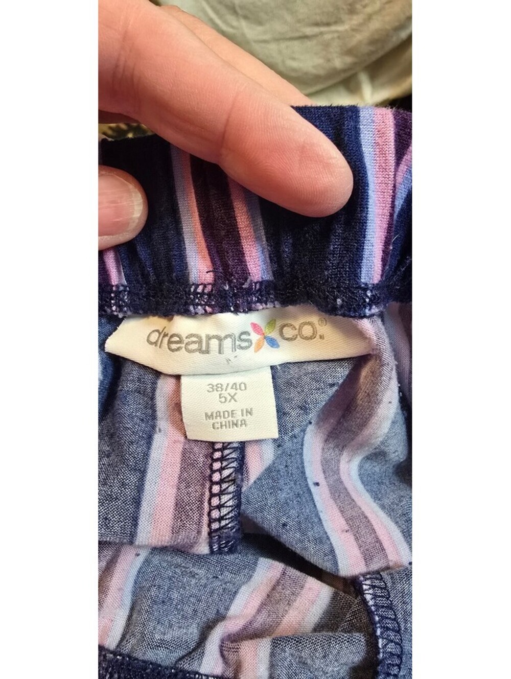 Womens 38/40 Dream & Co pajama Bottoms Navy and Pink Striped Pajama Bottoms
